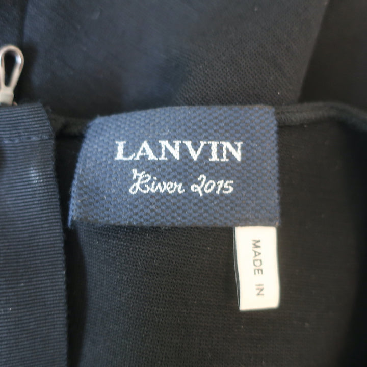 Lanvin Twist-Front Mini Dress Black Stretch Wool Size 36