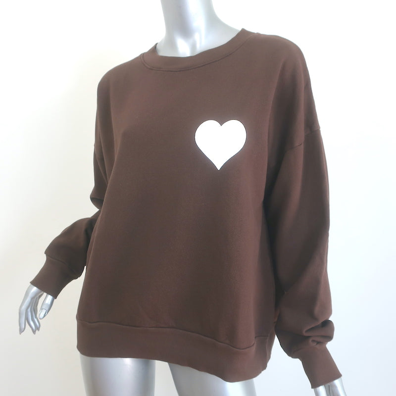 SPRWMN Heart Crewneck Sweatshirt Americano Brown Cotton Size Large