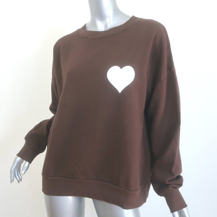 SPRWMN Heart Crewneck Sweatshirt Americano Brown Cotton Size Large