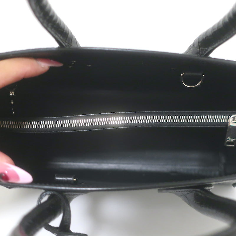 Saint Laurent Sac De Jour Small Tote Black Croc-Embossed Leather Crossbody Bag NEW