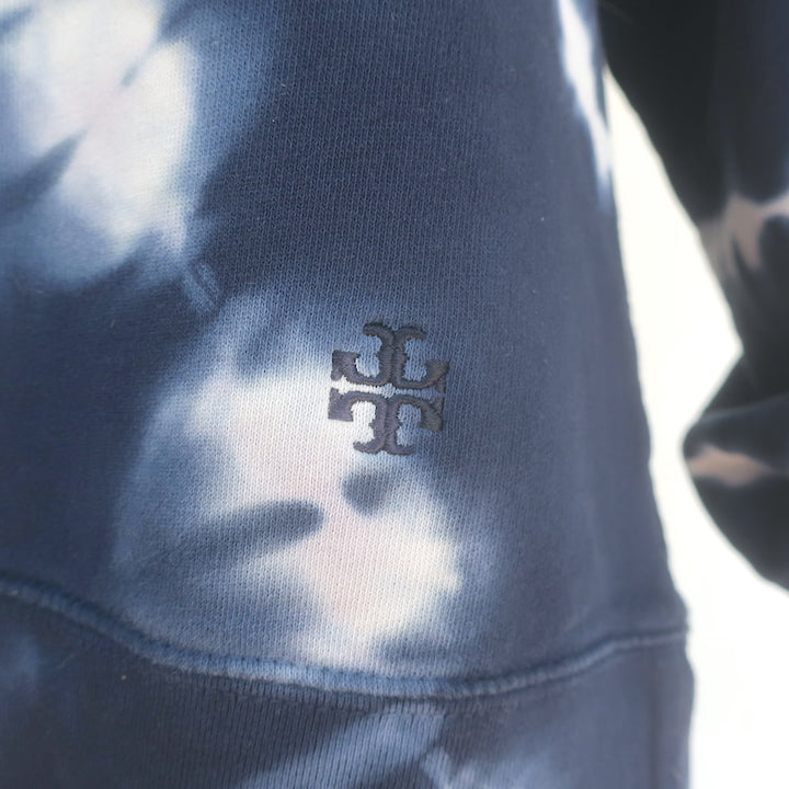 Tory Burch Tory Sport Tie Dye Crew Sweatshirt Navy French Terry Size Small