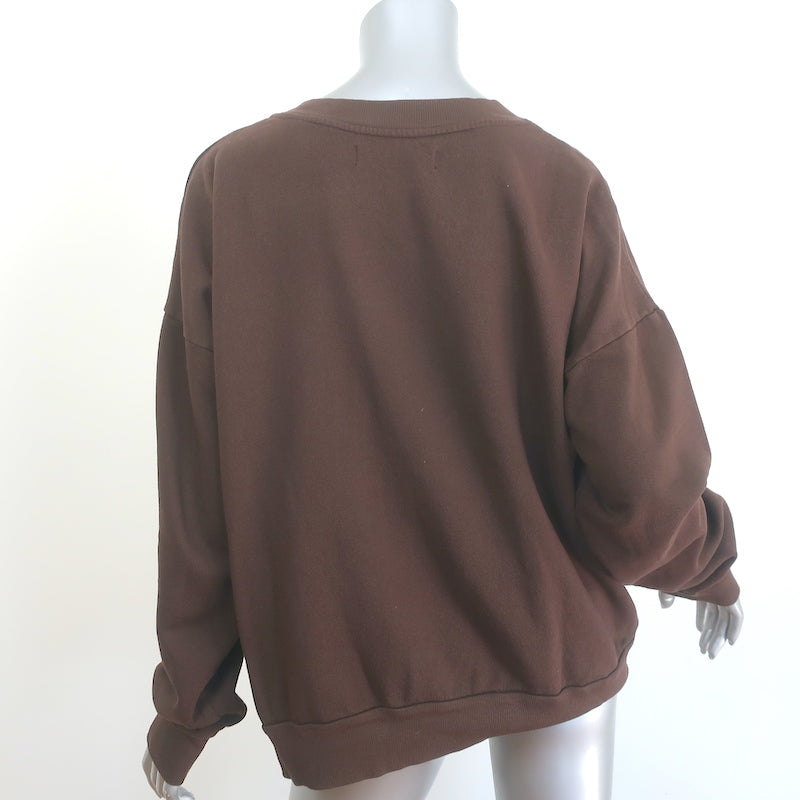 SPRWMN Heart Crewneck Sweatshirt Americano Brown Cotton Size Large
