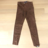 Polo Ralph Lauren Suede Leggings Brown Size Medium Pull-On Skinny Pants