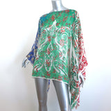 Etro Poncho Blouse Multicolor Paisley Print Silk Chiffon One Size