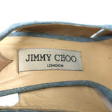 Jimmy Choo Studded Denim Slingback Sandals Size 37 Open Toe Heels