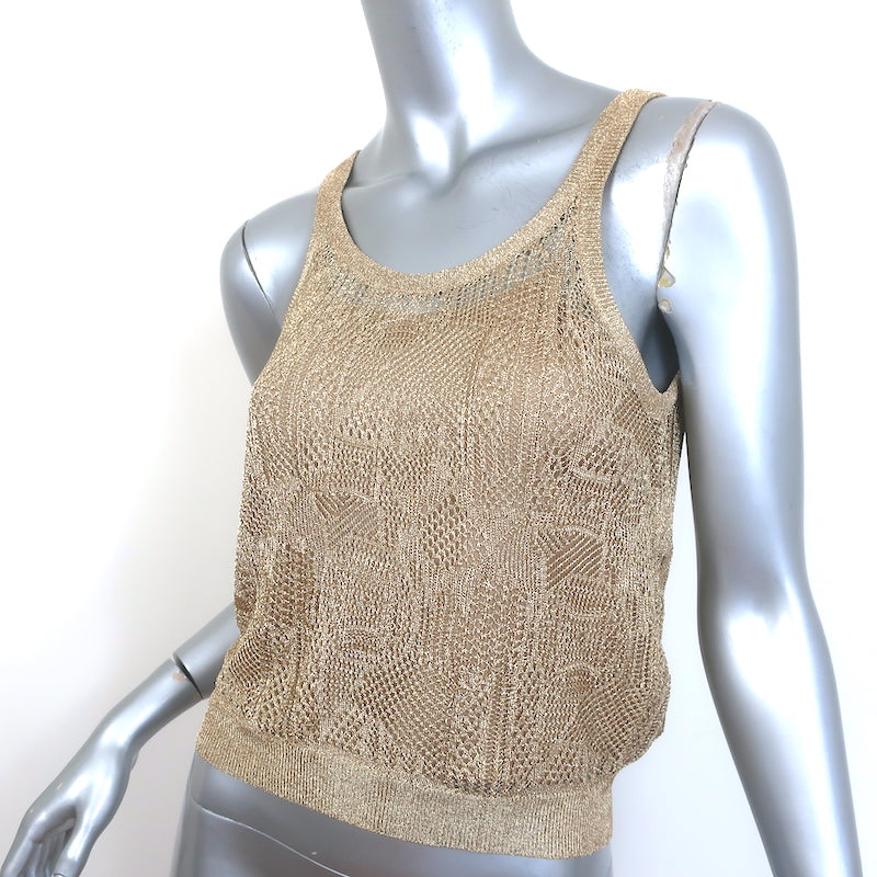 Christian Dior Metallic Knit Twinset Gold Size 40 Matching Top &amp; Cardigan NEW