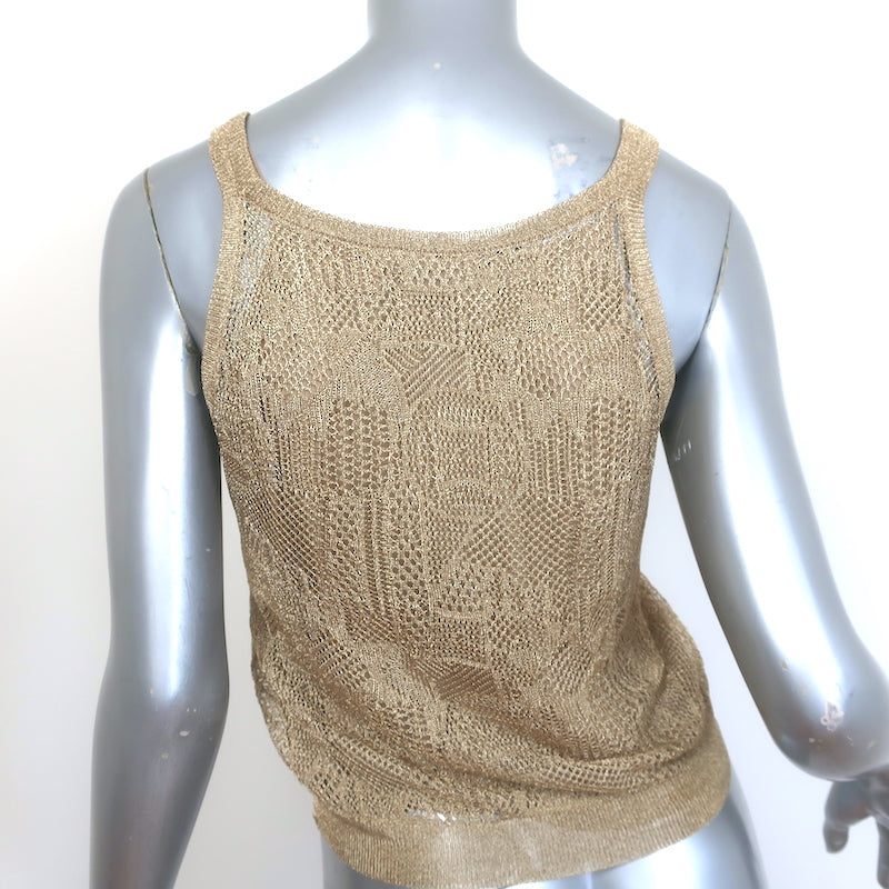 Christian Dior Metallic Knit Twinset Gold Size 40 Matching Top &amp; Cardigan NEW