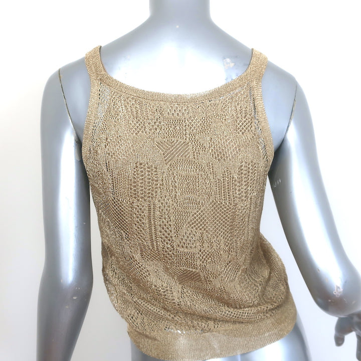 Christian Dior Metallic Knit Twinset Gold Size 40 Matching Top &amp; Cardigan NEW