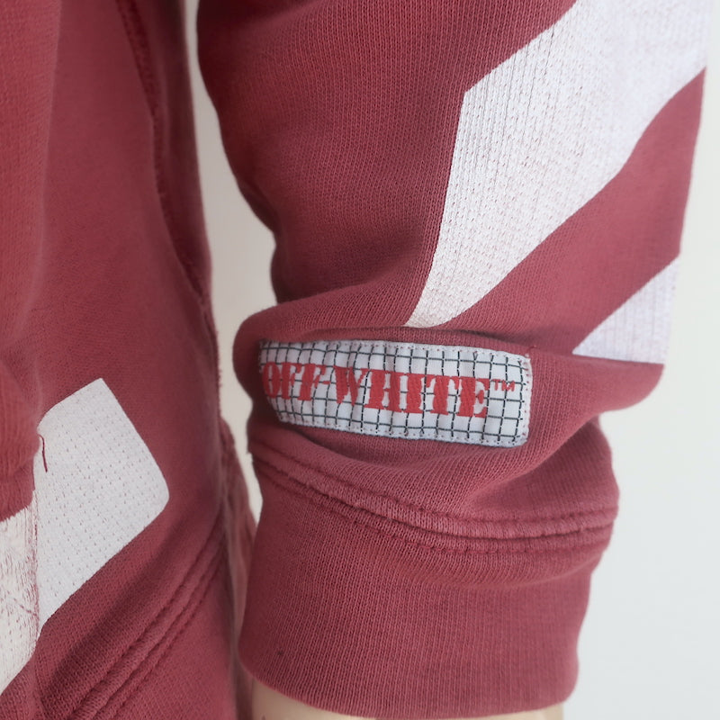 Off-White c/o Virgil Abloh Diagonal Arrows Hoodie Sweatshirt Bordeaux Size Small