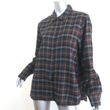 Jenni Kayne Lightweight Flannel Shirt Brown Plaid Size Large Long Sleeve Top
