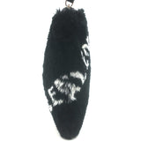 Balenciaga Allover Logo Faux Fur Clutch Black