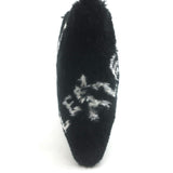 Balenciaga Allover Logo Faux Fur Clutch Black