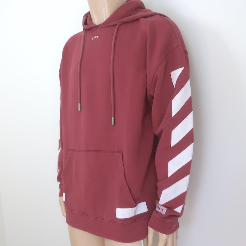 Off-White c/o Virgil Abloh Diagonal Arrows Hoodie Sweatshirt Bordeaux Size Small