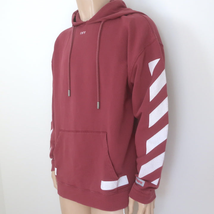 Off-White c/o Virgil Abloh Diagonal Arrows Hoodie Sweatshirt Bordeaux Size Small