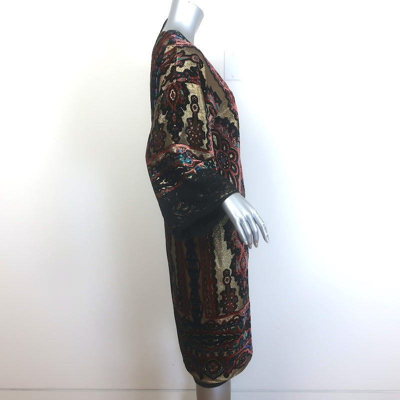 Etro Metallic Velvet Paisley Kimono Jacket Gold/Multi One Size