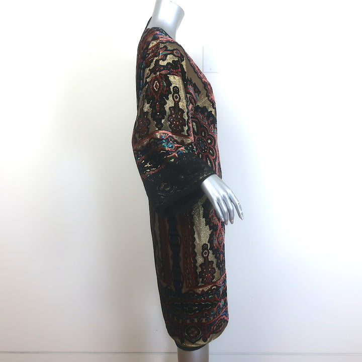 Etro Metallic Velvet Paisley Kimono Jacket Gold/Multi One Size