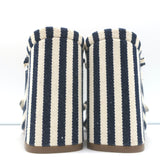 Loeffler Randall Bow Mules Navy/Cream Striped Canvas Size 6 Peep Toe Sandals