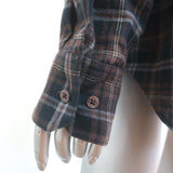 Jenni Kayne Lightweight Flannel Shirt Brown Plaid Size Large Long Sleeve Top