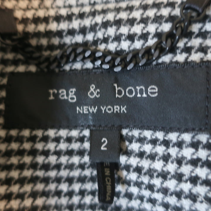 Rag &amp; Bone Slade Houndstooth Blazer Black &amp; White Wool-Blend Size 2