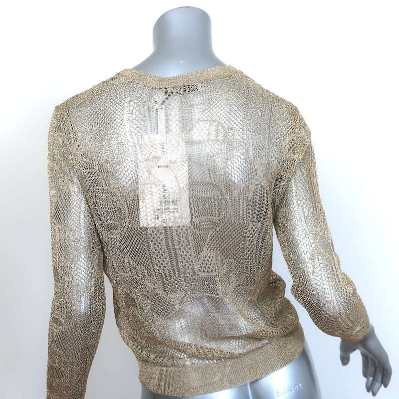 Christian Dior Metallic Knit Twinset Gold Size 40 Matching Top &amp; Cardigan NEW