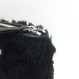 Balenciaga Allover Logo Faux Fur Clutch Black