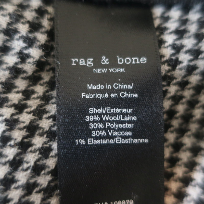 Rag &amp; Bone Slade Houndstooth Blazer Black &amp; White Wool-Blend Size 2