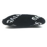 Balenciaga Allover Logo Faux Fur Clutch Black
