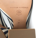 Loeffler Randall Bow Mules Navy/Cream Striped Canvas Size 6 Peep Toe Sandals