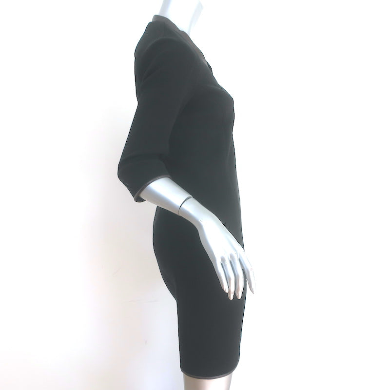 Veronica Beard Zip-Front Mini Dress Black Leather-Trim Wool-Blend Size 1