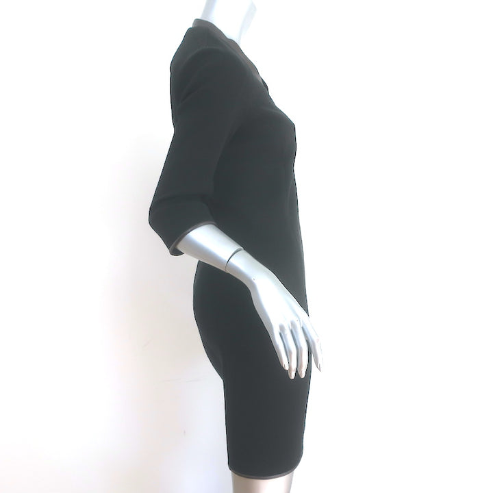 Veronica Beard Zip-Front Mini Dress Black Leather-Trim Wool-Blend Size 1
