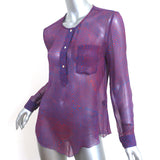 Isabel Marant Etoile Blouse Red/Blue Maze Print Chiffon Size 36 Long Sleeve Top