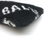 Balenciaga Allover Logo Faux Fur Clutch Black