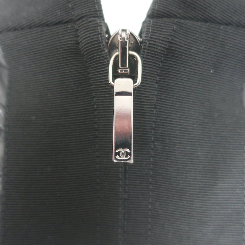 Chanel 19B Snowflake CC Hooded A-Line Parka Black Nylon Size 36