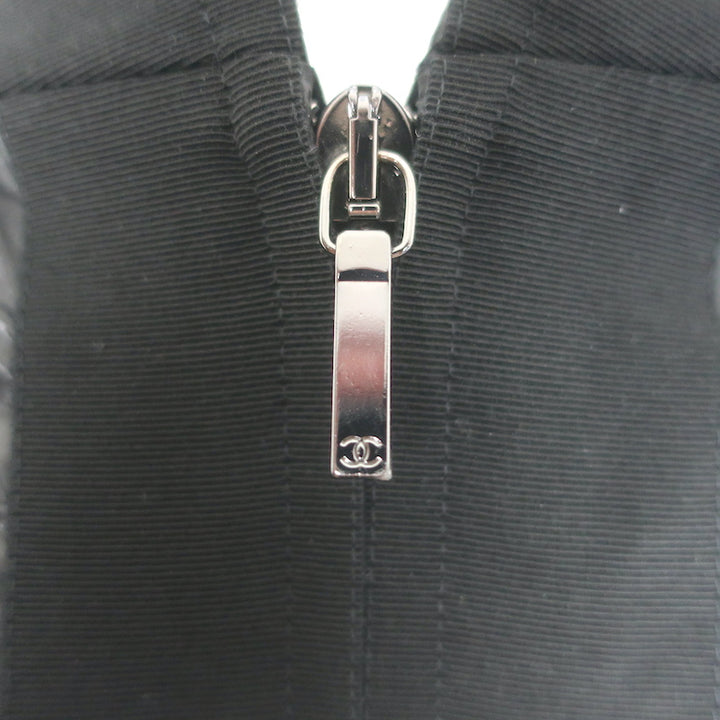 Chanel 19B Snowflake CC Hooded A-Line Parka Black Nylon Size 36