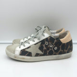 Golden Goose Superstar Sneakers Brown Leopard Jacquard & Gray Suede Size 36
