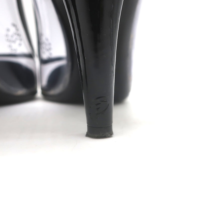 Chanel 07P CC Cap Toe PVC &amp; Patent Leather Pumps Clear/Black Size 38.5