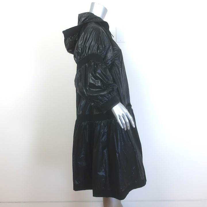 Chanel 19B Snowflake CC Hooded A-Line Parka Black Nylon Size 36