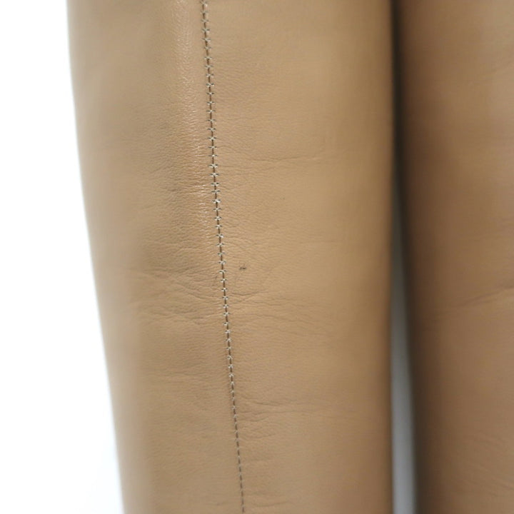 Jimmy Choo Agathe 85 Knee High Boots Nude Leather Size 40
