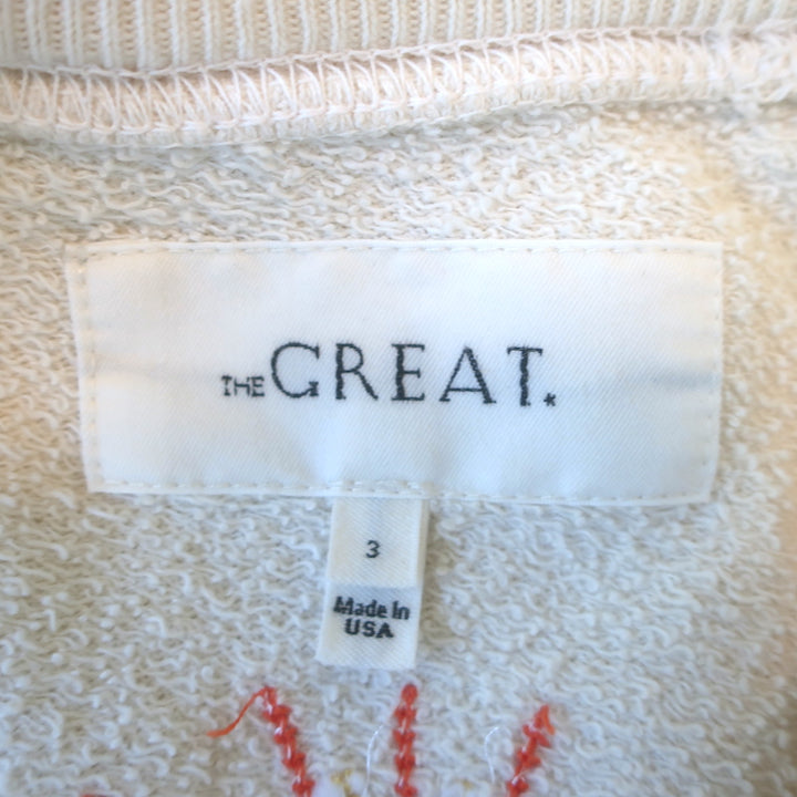 THE GREAT The Slouch Embroidered Sweatshirt Ivory Size 3