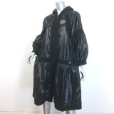Chanel 19B Snowflake CC Hooded A-Line Parka Black Nylon Size 36
