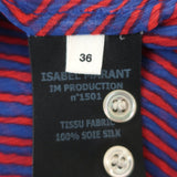 Isabel Marant Etoile Blouse Red/Blue Maze Print Chiffon Size 36 Long Sleeve Top