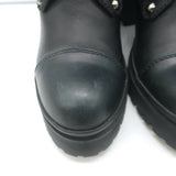 Miu Miu Nevermind Crystal-Embellished Combat Boots Black Leather Size 35.5