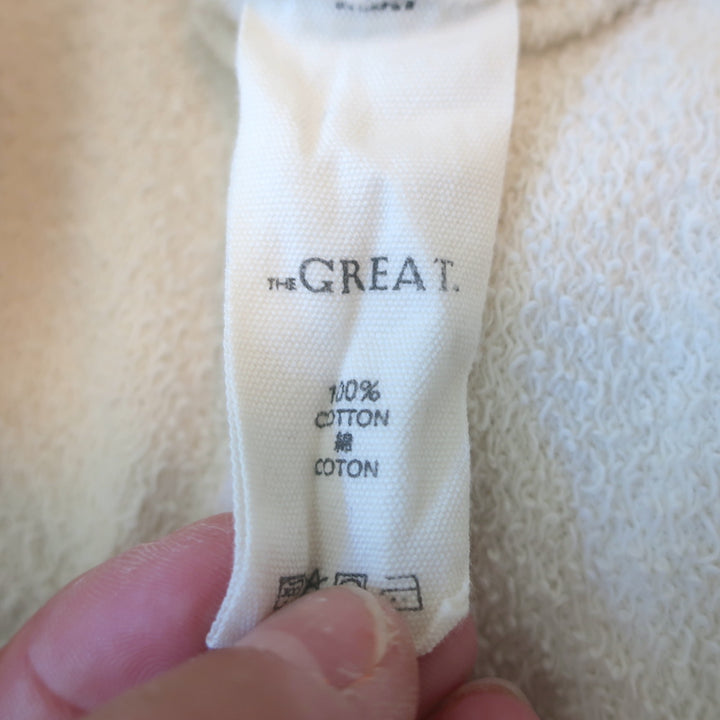 THE GREAT The Slouch Embroidered Sweatshirt Ivory Size 3