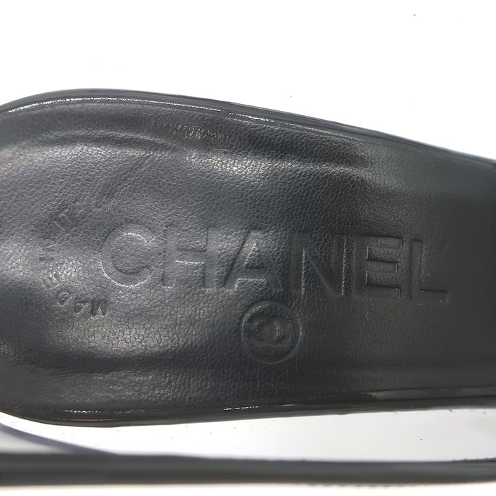 Chanel 07P CC Cap Toe PVC &amp; Patent Leather Pumps Clear/Black Size 38.5