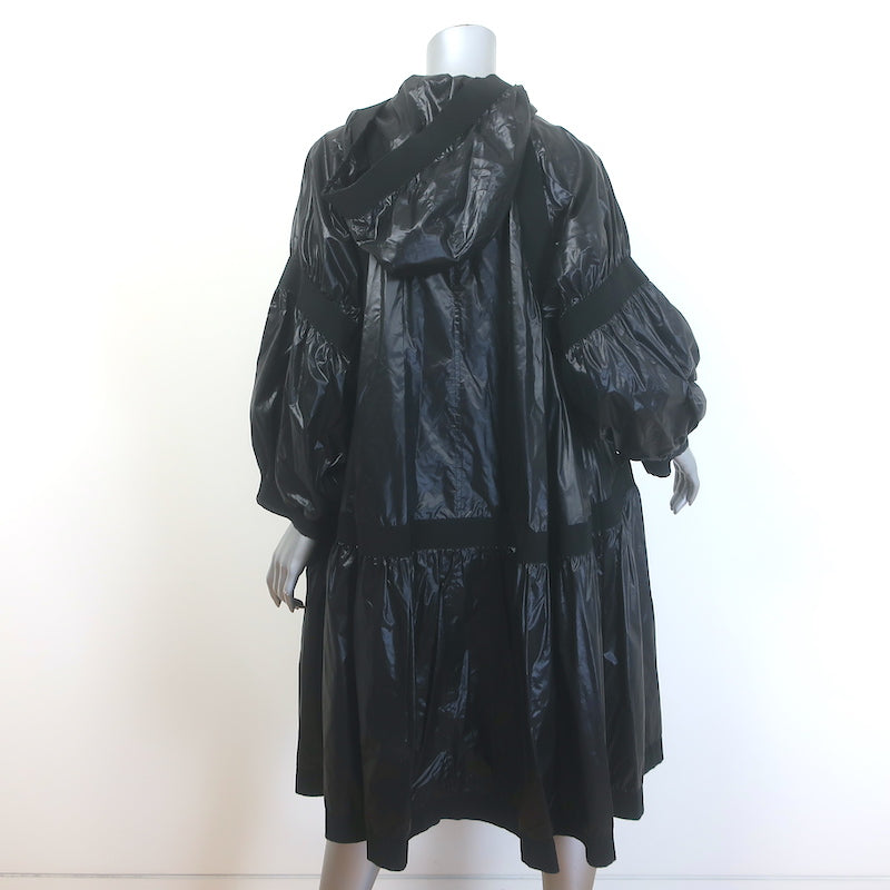 Chanel 19B Snowflake CC Hooded A-Line Parka Black Nylon Size 36