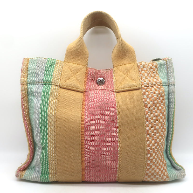 Hermes Fourre Tout PM Tote Bag Multicolor Striped Toile