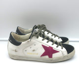 Golden Goose Superstar Sneakers White & Black with Pink Star Size 36