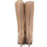 Jimmy Choo Agathe 85 Knee High Boots Nude Leather Size 40