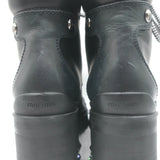Miu Miu Nevermind Crystal-Embellished Combat Boots Black Leather Size 35.5