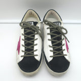 Golden Goose Superstar Sneakers White & Black with Pink Star Size 36